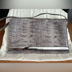 MICHAEL KORS medium snakeskin clutch with detachable strap